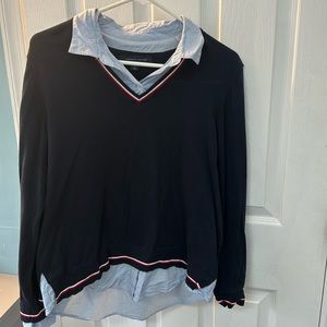 Tommy Hilfiger sweater with oxford shirt detail